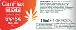 Étiquette CanFlex Drop – Ingrédients naturels : huile de coco MCT, CBD 5 %, CBG 5 %