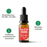 CanFlex Drop – Huile Broad Spectrum CBD + CBG 5% pour relaxation corporelle et mobilité articulaire